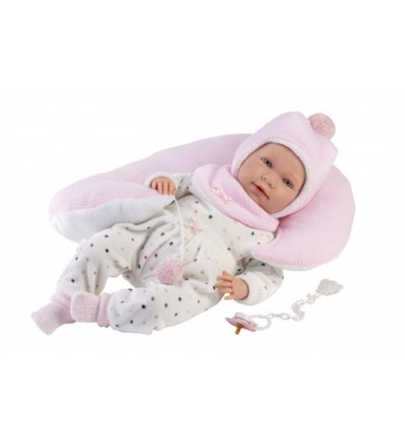 Кукла младенец Мими 42 см (подушка, плачет, говорит, с соской, мягкое тело) Испания LL74102