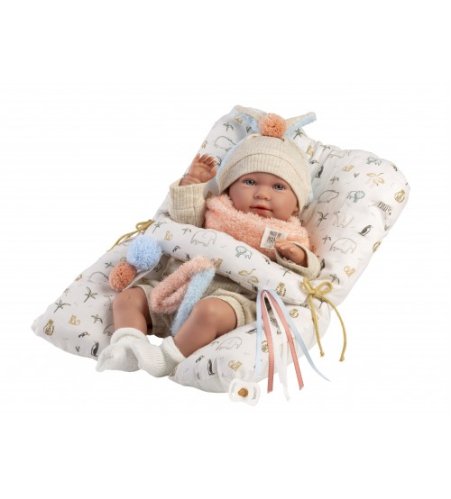 Lelle zīdainis Mimi 42 cm (spilvens, raud, runā, ar mānekli, mīkstais ķermenis) Spānija LL74128 Lelle zīdainis Mimi 42 cm (spilvens, raud, runā, ar mānekli, mīkstais ķermenis) Spānija LL74128