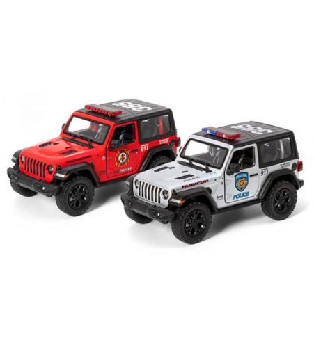 Металлическая моделька машинка 2018 Jeep Wrangler (Police/ Firefighter) 1:34 KT412PR Металлическая моделька машинка 2018 Jeep Wrangler (Police/ Firefighter) 1:34 KT412PR