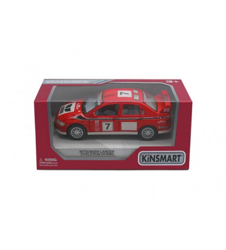 Металлическая моделька машинка Mitsubishi Lancer Evolution VII WRC в коробке 1:36 KT5048W
