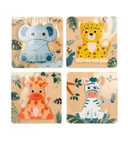 Koka attīsto&scaron;a rotaļlieta Puzzle Dzīvnieki 24m+ CB33065