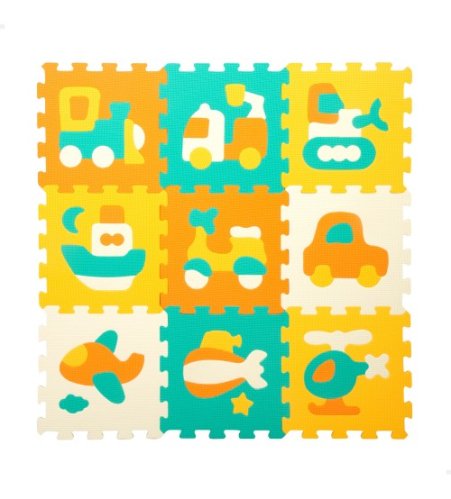 Paklājiņ&scaron; mazuļiem Puzzle EVA Transports (9 kvadrāti, 32x32 cm )  no 10 men. CB39128