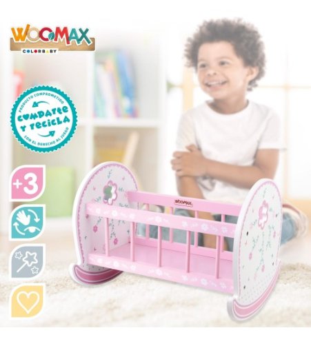 Dabīgā koka šūpošanas gultiņa lellēm no 30 līdz 40 cm 3+ CB46474 Dabīgā koka šūpošanas gultiņa lellēm no 30 līdz 40 cm 3+ CB46474