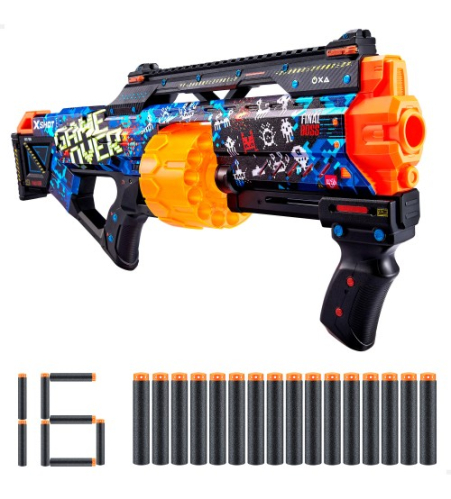 Пистолет с 16 порол. пулями, дальность до 27 метра X-Shot Skins ZURU 8 g+ CB46923